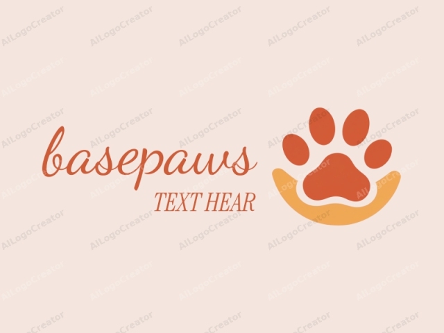 The logo features a stylized, minimalist design. It consists of a large, centrally placed paw print in a solid, warm red color. The paw print is simple and clean, with four distinct pads and a slightly rounded shape, emphasizing its friendly