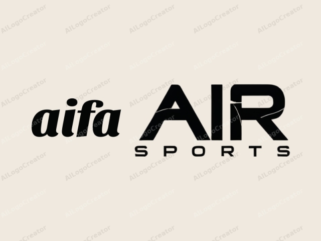 มีข้อความ "AIR Sports" โลโก้ดีไซน์นี้มีตัวพิมพ์ที่โดดเด่นและทันสมัยในแบบ sans-serif พร้อมสไตล์ที่เรียบง่ายและสะอาดตา ข้อความอยู่ตรงกลางบนพื้นหลังสีครีม เพื่อให้เกิดความคมชัดสูงสุดกับตัวอักษรสีดำ ตัวอักษร "AIR"