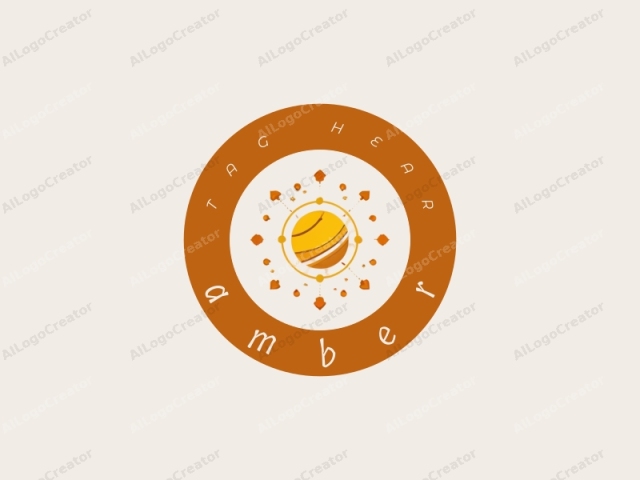 This is a minimalist digital illustration of a solar system. The central element is a yellow sphere representing the sun, located in the center of the image. Radiating from the sun, there are five evenly spaced, smaller yellow-orange spheres that resemble planets