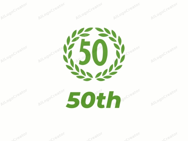 The image is a digital graphic consisting of a simple, yet iconic design. At its center, there is a prominent numeral "50" in bold, green, sans-serif typeface, occupying the majority of the space. Flanking the numeral,