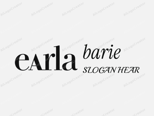 Esta es una imagen de logotipo minimalista en blanco y negro que presenta el nombre "eArla" en una tipografía serif elegante. El texto está centrado en un fondo blanco liso, proporcionando un lienzo limpio y ordenado que enfatiza