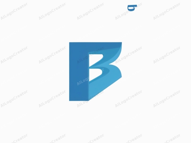 a stylized letter "B". The letter "B" is prominently displayed in the center of a white background. It is depicted in a modern, minimalist, and bold typeface. The color scheme features a gradient of cool blue tones, with