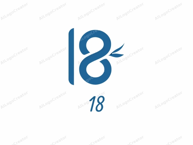 This is a minimalist logo featuring a stylized number "18" formed in a circular shape, predominantly in a solid, deep blue color. The design is smooth and symmetrical, with the number "1" and the number "8" merged