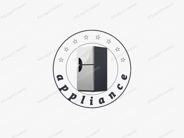 This image features a modern, minimalist refrigerator set against a plain, white background. The refrigerator is positioned centrally with its front facing towards the viewer. It has a sleek, minimalist design with a glossy, reflective finish on its doors, which are split