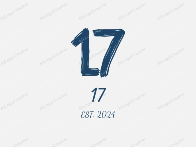 The image is a minimalist logo featuring the number "17" in bold, uppercase, and sans-serif font. The font is painted in a rough, hand-drawn style with a bold, textured blue color that stands out against the plain white background