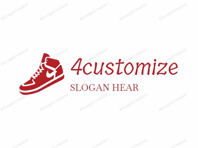 This is a simple, clean, and minimalist vector illustration of a Nike sneaker in a bright red color. The sneaker is shown from the side, emphasizing its iconic design elements without any additional textures or shadows. The shoe has a high top