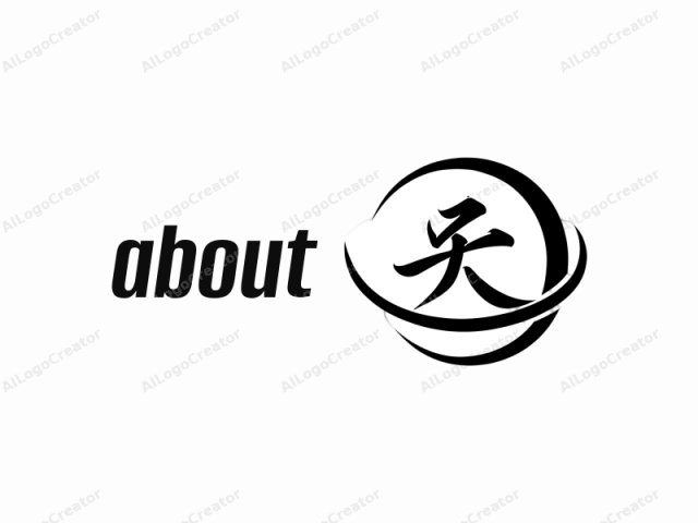 La imagen es un logotipo simple pero elegante en blanco y negro que presenta un carácter kanji tradicional japonés. En el centro está el símbolo kanji "心", que significa corazón o mente, escrito con un trazo negro audaz y fluido. El kanji es