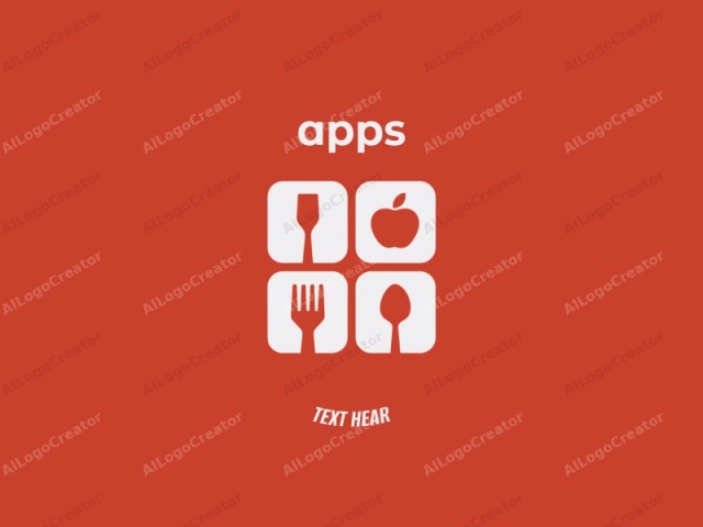 This logo is a minimalist, flat design composed of four square icons arranged in a 2x2 grid. Each square icon features a white silhouette of a common kitchen utensil against a bright orange background. From left to right and top to bottom