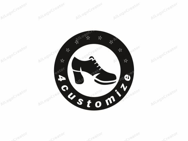 providing detailed instructions on the design's purpose and intended audience. This logo image is a minimalist, black-and-white drawing of a high-heeled shoe. It features a solid black outline against a stark white background, emphasizing the clean and modern aesthetic.