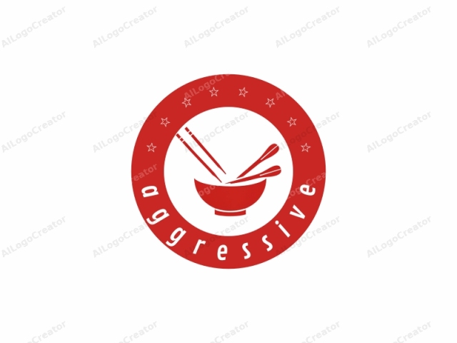 which is an iconic, minimalist representation of chopsticks and a bowl, commonly used in East Asian cuisine. The image is a digital graphic, with bold, clean lines and a monochromatic color scheme. The chopsticks, drawn in a bright