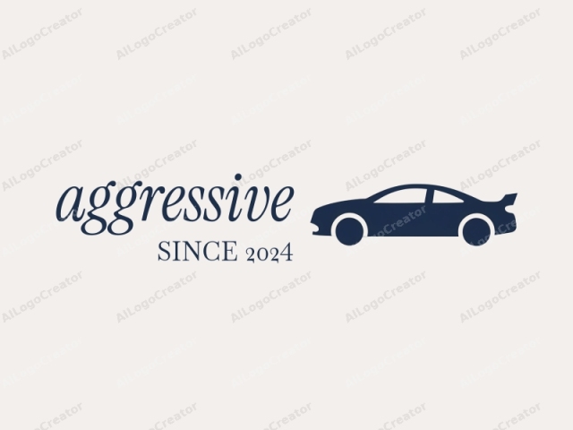 which is a minimalist vector drawing of a sleek, sporty car in a navy blue color. The car is depicted in profile, with its right side facing forward. It has a sleek, aerodynamic design typical of high-performance vehicles, characterized by