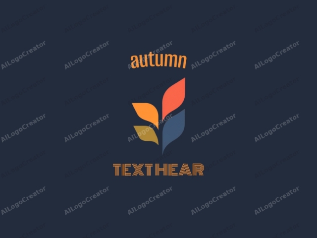 This is a stylized, minimalist logo featuring a leaf-inspired shape rendered in four distinct colors: orange, red, blue, and gray. The design is centered on a solid dark navy blue background, which creates a stark contrast and highlights the colorful