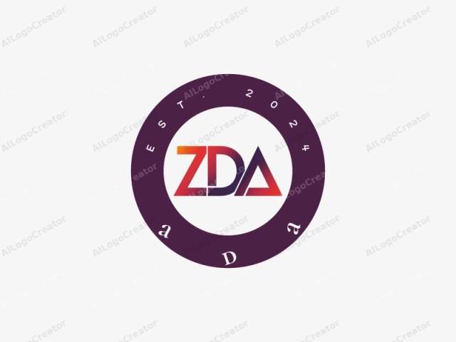 これは「ZDA」という名前の会社または組織のためのデジタルで抽象的なロゴです。ロゴデザインは、大胆なサンセリフフォントで「ZDA」という文字を特徴としています。「Z」と「D」の文字は他の文字よりも大きく、目立つようにデザインされています。