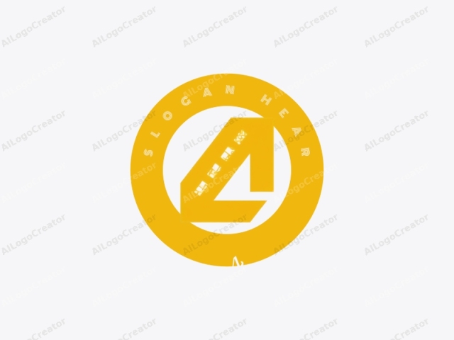 This is a minimalist logo design in bold yellow. The design consists of a large, right-facing arrow with the tip pointing diagonally upward to the left. Embedded within the arrow are four small, square-shaped boxes, arranged vertically in the arrow's