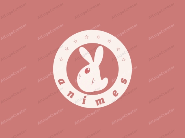 a cartoonish, minimalist bunny character with a simplified design. This minimalist logo features a single white bunny with large, upright ears, a small, oval head, and a rounded body. The bunny's body is slightly curved and lacks details, with