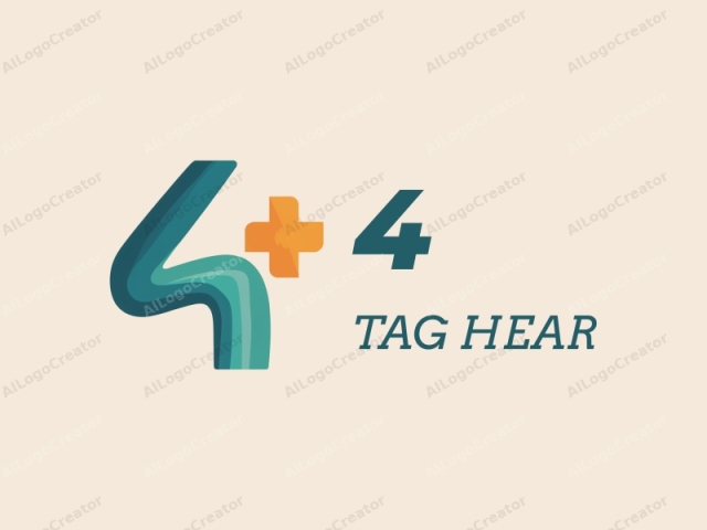 This digital logo features a stylized, minimalist representation of the number "4" in a modern, abstract form. The "4" is designed in a smooth, wavy style, with three distinct shades of teal blue and one orange. The