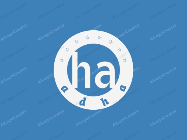 Esta imagen es un logo minimalista que presenta la palabra "HA" en una fuente moderna y sans-serif. El logo está centrado en un fondo cuadrado y plano con un efecto de degradado. La mitad superior del fondo es de un azul más oscuro, mientras que la parte inferior