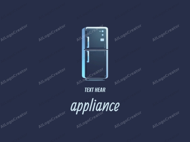 This is a digital illustration of a modern refrigerator with a sleek and minimalist design. The refrigerator is depicted in a light blue color with subtle shading and highlights, giving it a cool, metallic appearance. It has a glossy finish that reflects light, indicated