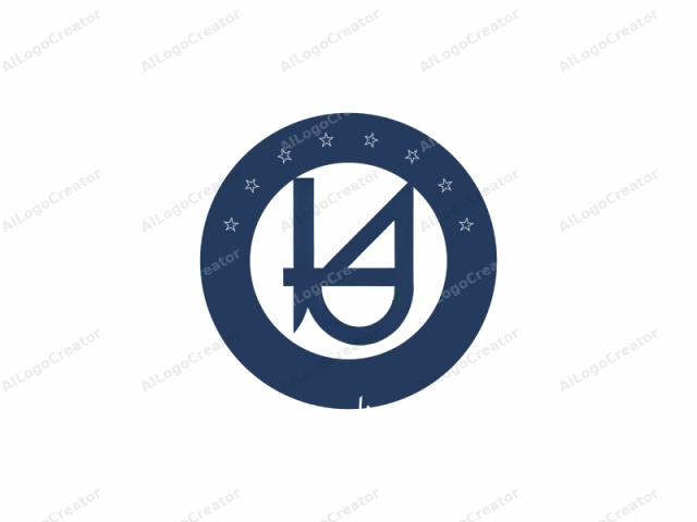 in a minimalistic, abstract style. The logo consists of a stylized, geometric shape with smooth curves and sharp angles. The primary colors used are dark blue and white. The central design is a blue, bold, and modern interpretation of the letter