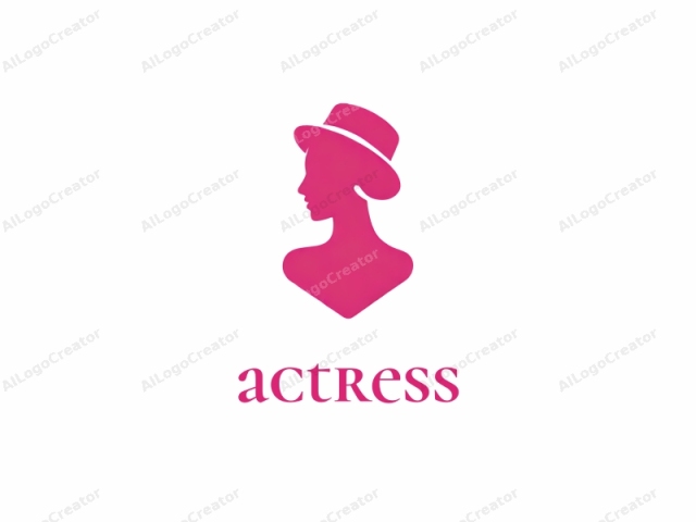 Das Logo ist eine stilisierte, silhouettenhafte Illustration des Kopfes und des Oberkörpers einer Frau in einem kräftigen, einfarbigen Pinkton. Die Frau ist im Seitenprofil dargestellt, nach links blickend, und trägt einen einfachen, breitkrempigen Hut mit einer