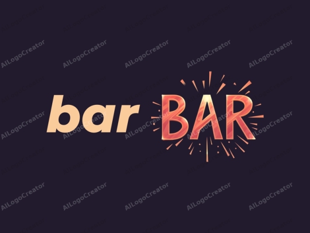 Das Bild ist eine digitale grafische Darstellung des Wortes "BAR" vor einem dunklen marineblauen Hintergrund. Die Buchstaben "B" und "A" sind in einer lebhaften, orange-roten Farbe mit einem glänzenden Finish prominent dargestellt, was ein Gefühl von