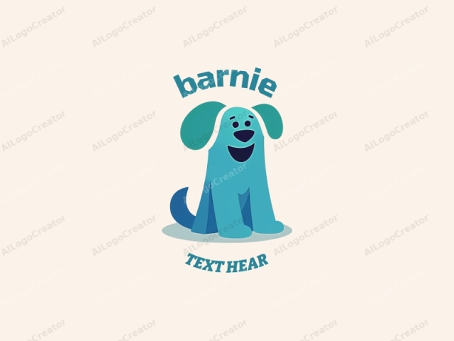 Konzentrieren Sie sich auf den künstlerischen Stil, die Farbpalette und die visuellen Elemente. Dies ist eine digitale Logo-Illustration eines cartoonhaften Hundes. Der Hund wird in einem simplen, flach schattierten Stil dargestellt, der durch glatte, saubere Linien und minimale Details gekennzeichnet ist.