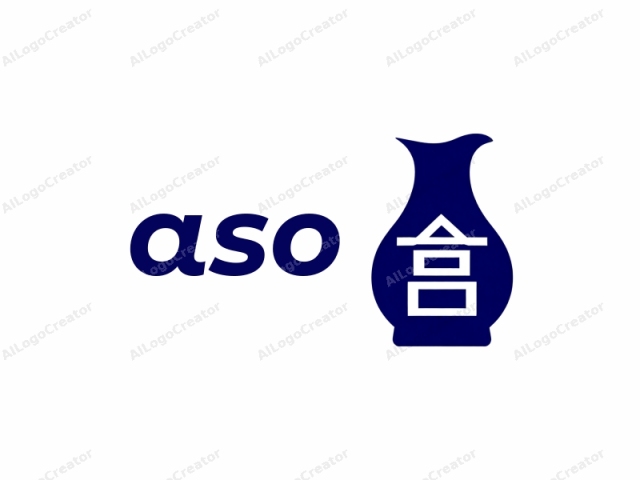 This is a simple, minimalist logo featuring a dark blue ceramic vessel. The vessel is shaped like a traditional Chinese inkwell, with an oval body and a flared, tapered neck. The body of the inkwell is filled with a solid dark