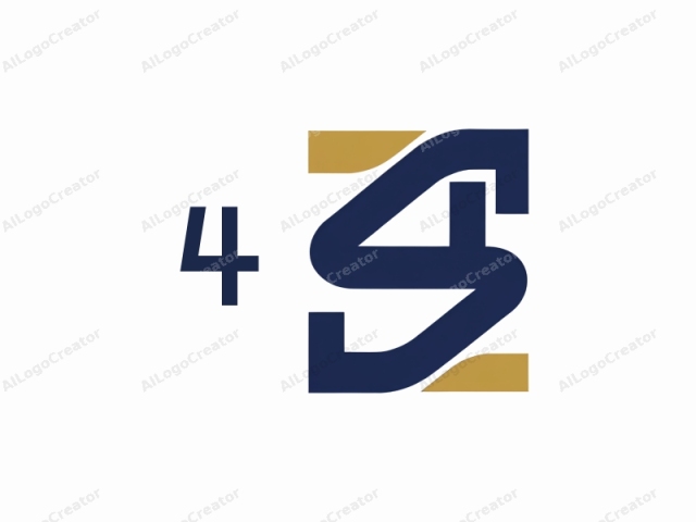 The image features a minimalist, geometric logo. The logo consists of three main elements: a bold, dark blue uppercase letter "S" with sharp, angular edges and a prominent loop at its bottom; a diagonal, golden yellow line intersecting the