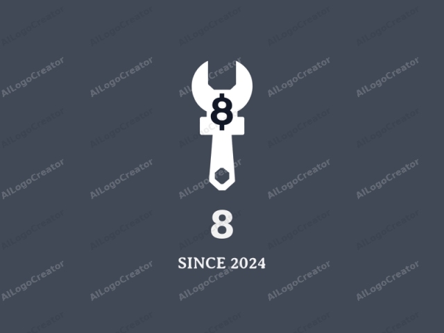 The logo image is a minimalist, digital illustration depicting a white wrench with a dark grey, muted background. The wrench is prominently positioned in the center of the image, with its handle pointing upwards. The head of the wrench features a hexagonal nut