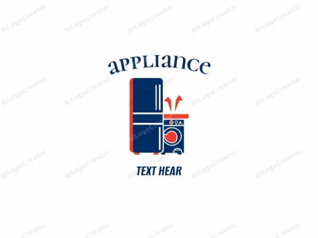 This logo is a simple, minimalist vector illustration in a modern, flat design style. The image features a dark blue refrigerator and a dark blue washing machine, both stylized with clean lines and no intricate details. The refrigerator stands upright on the left