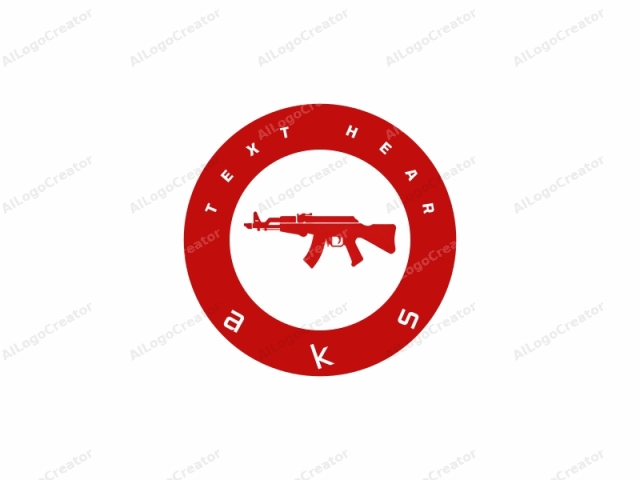 This logo image is a simplistic, digital representation of an assault rifle rendered in a bold red color against a stark white background. The rifle is depicted in a side profile view, showing the entire weapon with notable details such as the barrel, magazine,