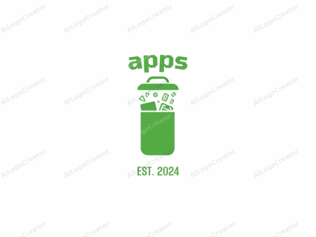 This logo is a simplistic, digital drawing of a trash bin, primarily green in color. The bin is cylindrical in shape and oriented vertically. The upper part of the bin features a rectangular lid with a curved handle at the top, typical of standard