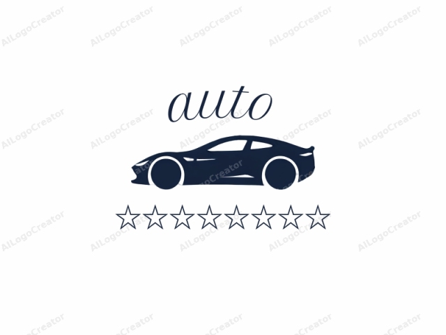 This is a minimalist, vector-based logo featuring the silhouette of a high-performance sports car against a stark white background. The car, depicted in solid dark blue, is stylized with clean, smooth lines and lacks intricate detailing, emphasizing its sleek and