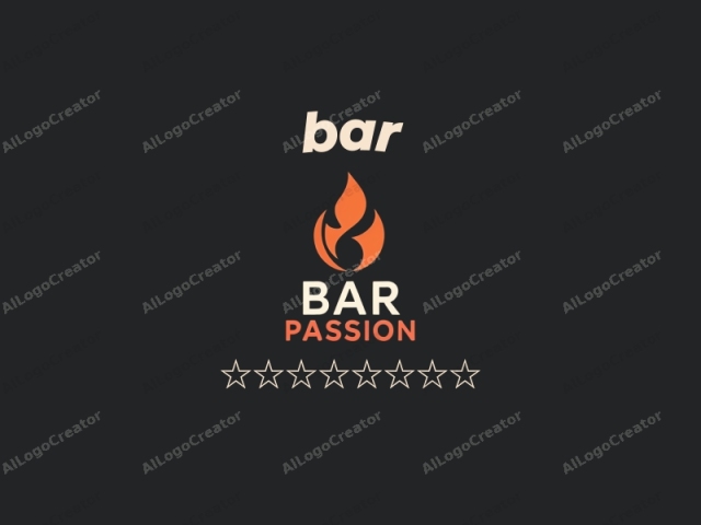 die Marke "BAR PASSION". Das Logo zeichnet sich durch ein modernes und minimalistisches Design aus. Es ist vor einem dunklen anthrazitgrauen Hintergrund platziert, was den starken Kontrast verstärkt und das Logo scharf hervorhebt. Das zentrale Element des Logos ist ein stilisiertes