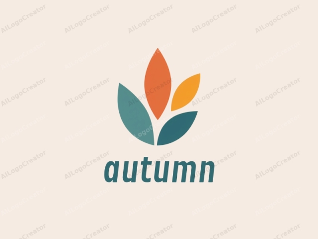 This is a minimalist logo featuring an abstract, stylized flower. The flower is composed of four large, overlapping leaves in various colors. The leaves are arranged asymmetrically, with the largest leaf at the top in a vibrant red-orange, followed by