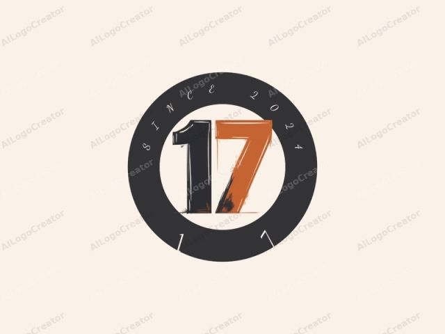 This is a digital graphic design featuring the number "17" prominently displayed against a plain, light beige background. The number is composed of two distinct elements: the "1" and the "7." The "1" is rendered in a bold