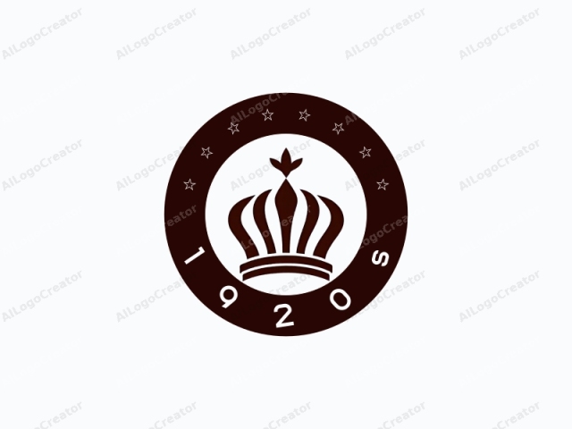 This image is a minimalist logo featuring a stylized crown. The logo is monochromatic, using a deep brown hue against a stark white background. The crown is symmetrical and has a streamlined, modern design. It consists of four main elements