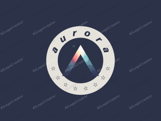 emphasizing its geometric and abstract design. The image features a stylized triangle with a triangular point facing down, positioned centrally against a deep navy blue background. The triangle itself consists of a vibrant gradient of colors, starting with a soft pink at the top