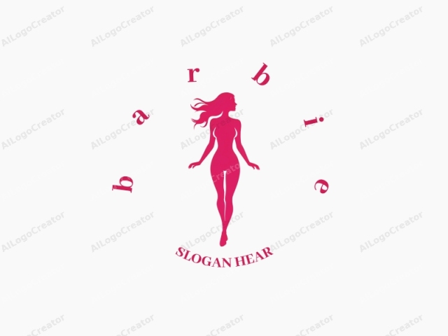 Dies ist eine minimalistische, digitale Vektorillustration einer stilisierten, menschlichen weiblichen Figur, die vollständig in hellem Magenta dargestellt ist. Die Figur wird in einer stehenden Position gezeigt, leicht nach rechts gerichtet. Ihre Haltung ist anmutig, mit sanft ausgestreckten Armen.