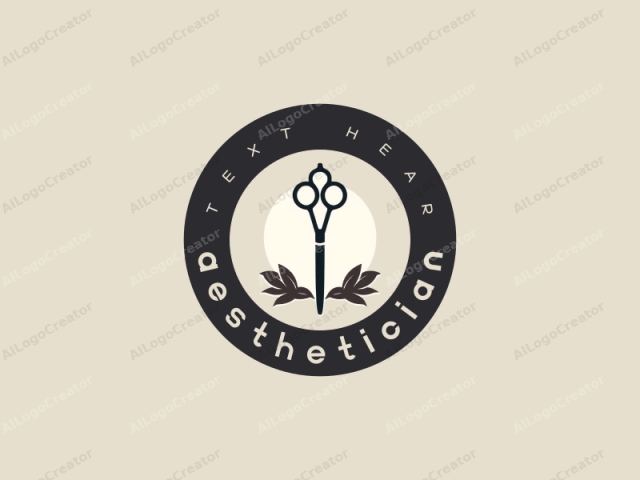 Este es un logotipo simple y minimalista que presenta una pinza para el cabello negra estilizada sobre un fondo beige. La pinza, colocada en el centro, está compuesta por tres bucles redondos unidos a un mango vertical, similar a la herramienta clásica utilizada para rizar o fijar el cabello.