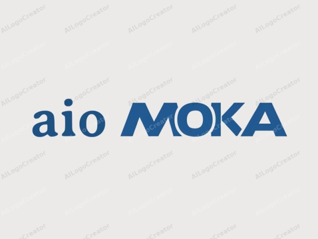 此圖像以粗體、藍色的無襯線字體呈現文字「MOKA」。標誌醒目地置中於純淨的淺灰色背景上，增強了設計的視覺清晰度和簡約感。字體現代且乾淨，