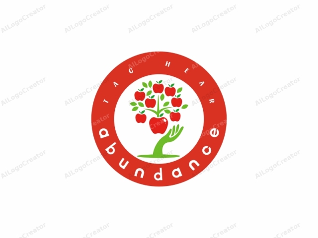 Dieses Logo ist eine stilisierte, minimalistisch gezeichnete Darstellung im Flat-Design-Stil, die einen Apfelbaum zeigt. Der Baum ist zentriert und hat einen grünen, stilisierten Stamm, der nach oben verläuft. An der Spitze des Stammes sind sieben rote Äpfel gleichmäßig verteilt.