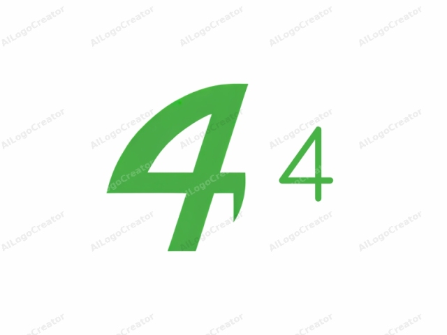 This is a simple, modern logo featuring a bold, green numeral "4" set against a stark white background. The "4" is designed in a sleek, sans-serif font, with clean, straight lines and smooth curves. Its bright green