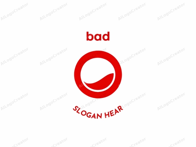 This is a simple, minimalist logo featuring a bold, red circle with a stylized, red arrow-shaped design at its center. The arrow is positioned vertically, pointing downwards, with a slight curve at the base. The red circle and arrow are