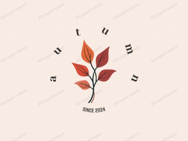 This is a minimalist digital illustration of a cluster of autumn leaves. The background is a soft, light peach color, providing a neutral and calm backdrop that enhances the leaves' vibrant colors. The leaves, which are the central focus, are rendered in