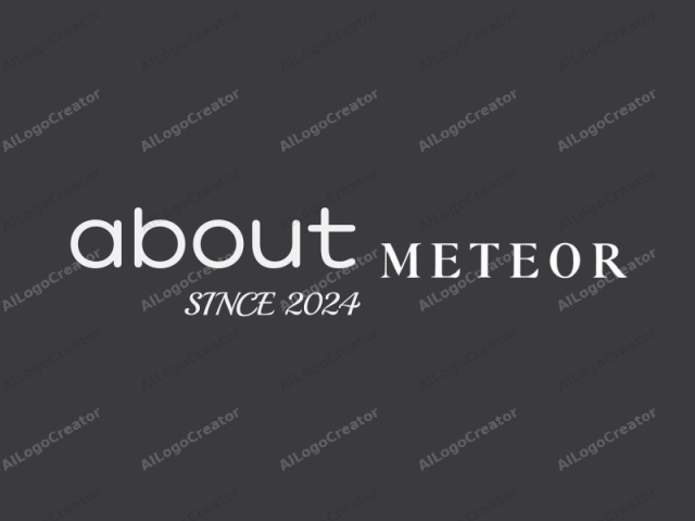 Este es un logotipo digital minimalista para la palabra "METEOR" sobre un fondo liso de color gris oscuro. El texto está centrado en la imagen y ocupa todo el espacio horizontal. La palabra "METEOR" está escrita en letras mayúsculas