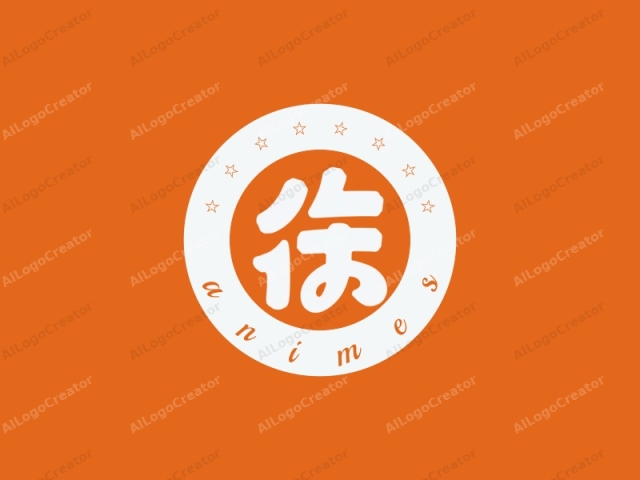 a kanji character. The image is a minimalist graphic with an orange background and a prominent white kanji character at the center. The kanji is rendered in a bold, blocky font, with smooth edges and a consistent thickness throughout. The