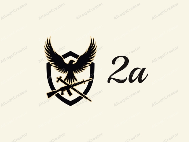 This logo image features a stylized, silhouetted representation of an eagle in mid-flight, with its wings fully extended and slightly spread out. The eagle is positioned centrally and dominates the visual composition. Its wings, feathers, and talons