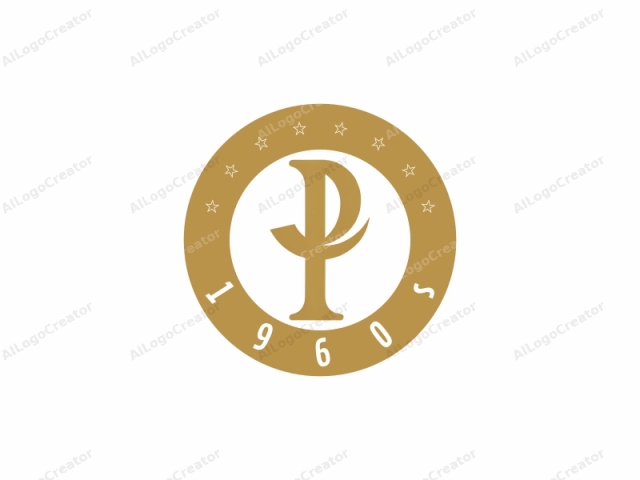 Esta imagen es un logo minimalista que consiste en una sola letra estilizada "P" en una fuente serif. La letra "P" está representada en un tono amarillo dorado sobre un fondo blanco puro. Los detalles serif añaden un toque de elegancia y