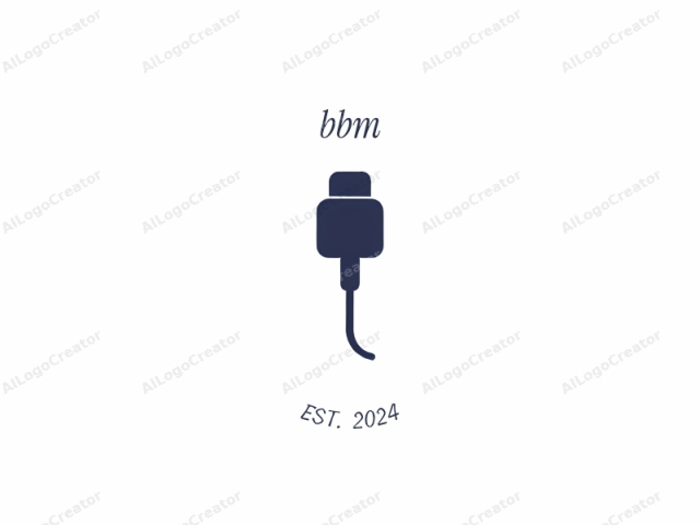 La imagen del logo es una ilustración minimalista en blanco y negro, que representa un cable USB de perfil. El conector USB en la parte superior del cable está representado por un bloque rectangular con bordes redondeados, típico de los conectores USB modernos. El cable se extiende verticalmente hacia abajo y